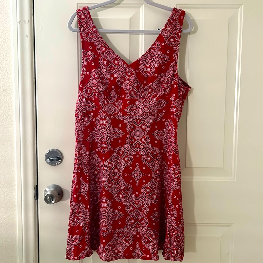 Womens LG Dress Red Bandana Print, Sundress, Summer Dress, Lace Up Back ❤️
